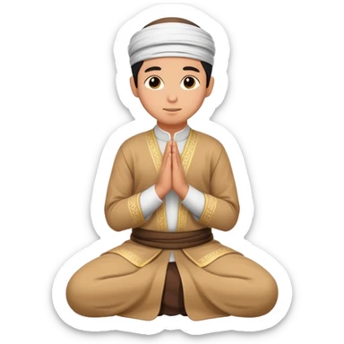 Kneeling for Islamic prayer sticker