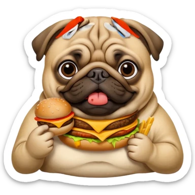 Fat pug eating MacDonalds sticker