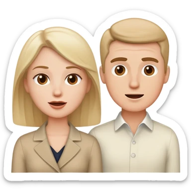 two speaking heads one white man one white woman talking sticker