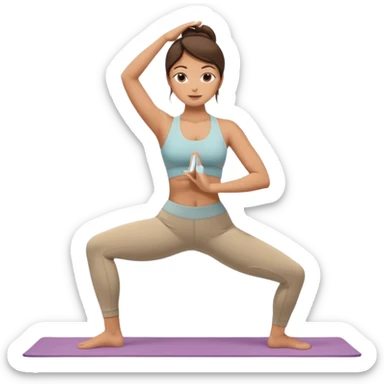 Brunette girl yoga in beige  sticker