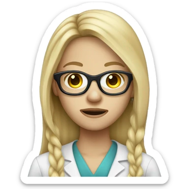 Long blonde hair embalmer girl wearing mask and glasses  sticker