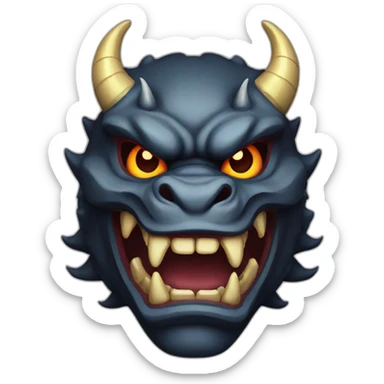 oni dark dragon japanese mask sticker