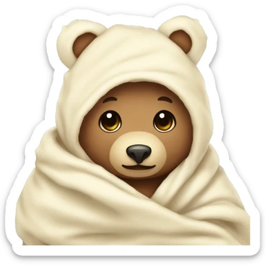  cute teddy bear cozy in vanilla blanket sticker