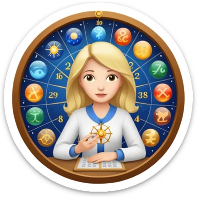 A woman astrologer calculating her birth chart  sticker