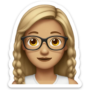 girl with light brown hair, brown eyes and glasses sticker