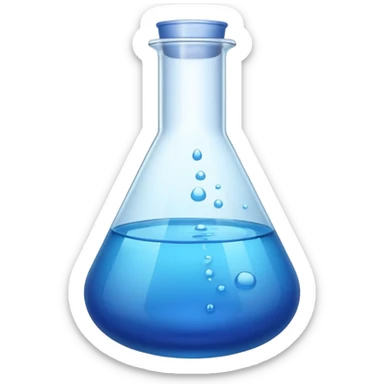 laboratory flask with blue liquid sticker