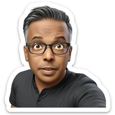 man in black shirt indoors sticker