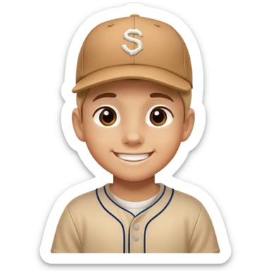 kid with a sideways baseball cap, smiling sticker
