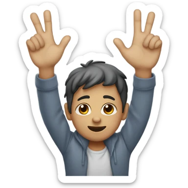 boy holding up 4 fingers sticker