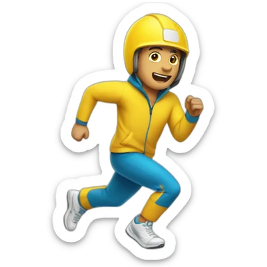 running man in yellow clothes sticker