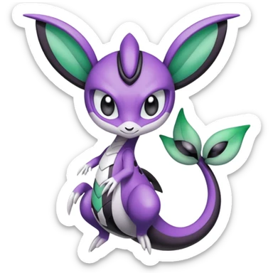 Violet-purple-black-white-gradients Meloetta-Rayquaza-Chatot-Pokémon-Fakémon-creature sticker