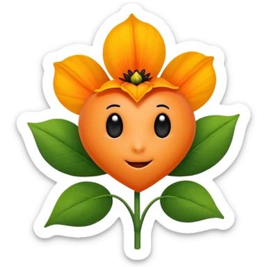 Green stem, white bud with black cartoony face: ;p. And six heart shaped yellowish orange petals sticker