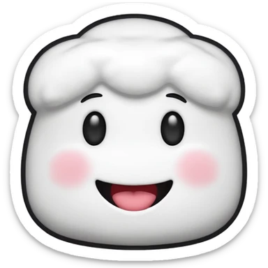Créer un emoji en forme de marshmalow avec un sourire et des crois a la place des yeux sticker