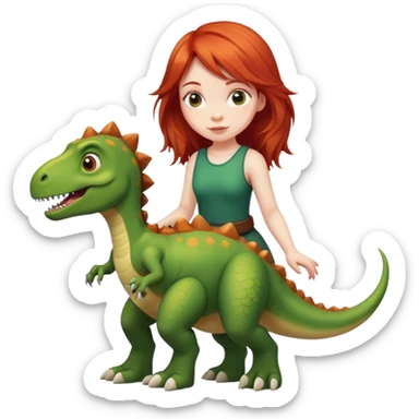 red-haired girl with a dinosaur tail and paws sticker