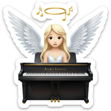 fée vêtue de blanc jouant du piano avec des ailes d'ange sticker