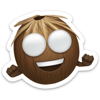 Cartoon coconut with hands sticker