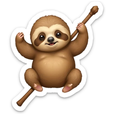 cute fat Sloth on stick sticker
