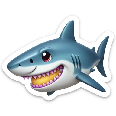 Tan Shark smiling with rainbow gem teeth sticker