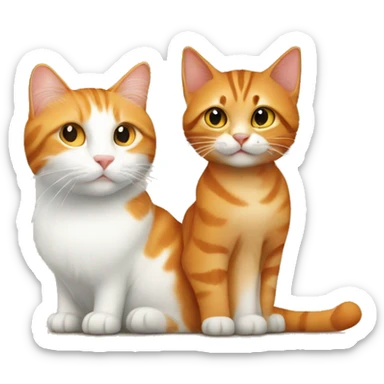 Orange cat with tabby cat with white  sticker