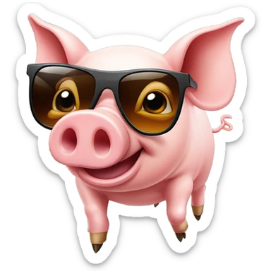 A pig flying with sunglasses about to get barbecue  sticker
