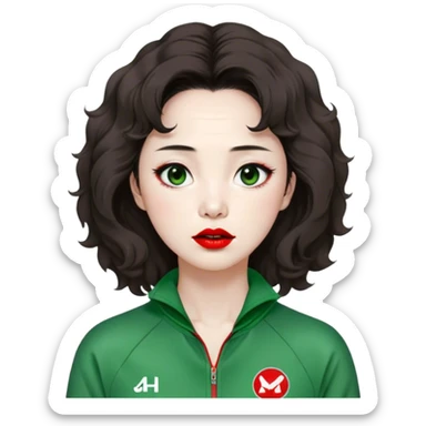 Han Mi-nyeo : Age: Late 60s
Appearance: A crazy woman with many wrinkles face, frizzy, very messy dark brown hair and dramatic red lipstick.
Outfit: Green player tracksuit sticker