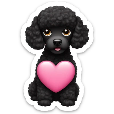Black poodle Heart sticker