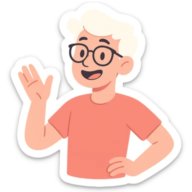 22-year-old white man with fair skin, white hair, and black glasses sticker