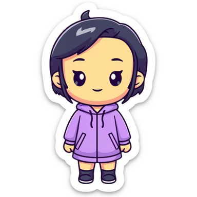 Cute female figurine in designer toy style, colorful, smooth plastic appearance, chibi proportions sticker