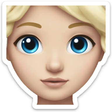 ocean blue doll eyes, blonde hair, feminine, pink, girl, angelic sticker