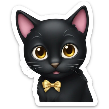 Black cat with bow  sticker