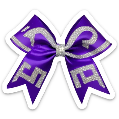 purple and white with rhinestones cheer bow sticker