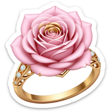 Romantic Pastel pink and gold rose Diamond ring sticker