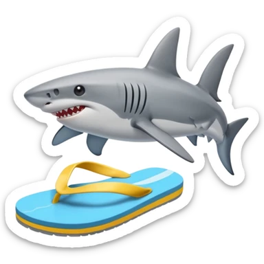Hace a un tiburon con ojotas sticker