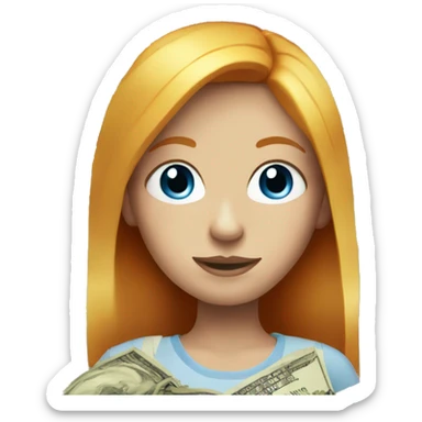 Red head girl blue eyes with blonde money pieces sticker