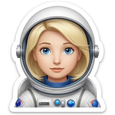 female astronaut with blonde hair and blue eyes sticker