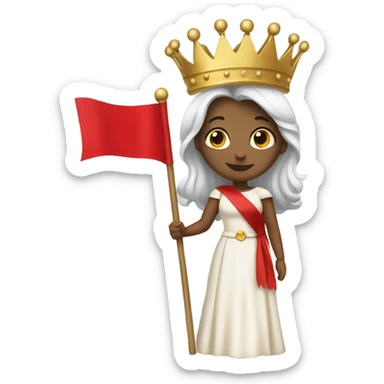 Beautiful queen holding a red flag sticker