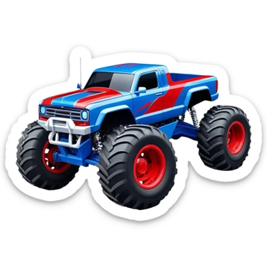 Avenger - Monster Jam (Model Year: 2021) (Iconic colour: Blue and red) - A dynamic monster truck with a split-color scheme: predominantly blue accented by bold red elements. Focus on strong, angular lines and vivid contrasting colors that evoke high energy and a futuristic, rebellious style. sticker