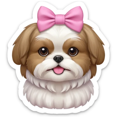 Shihtzu whit pink buns sticker