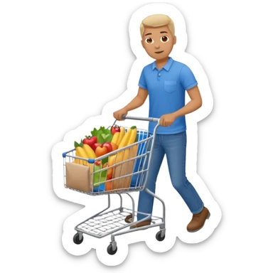 man-with-a-shopping-cart-full-body sticker