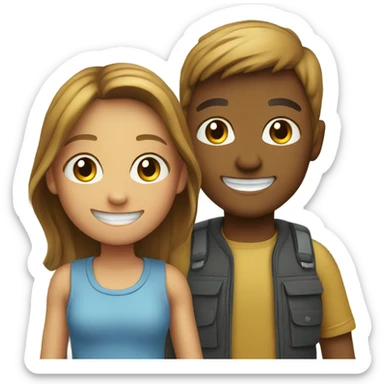 smiling girl and boy outdoors sticker