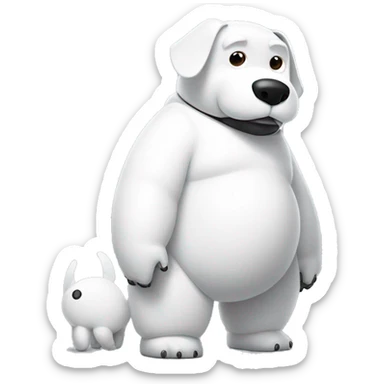 Baymax high quality, full body, cute, patting a dog’s head sticker