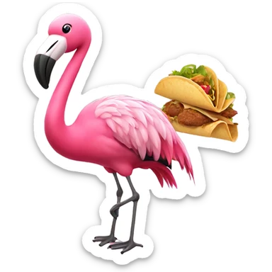 Pink flamingo with taco sticker