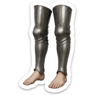 highly detailed realistic medieval fantasy steel platelegs armor, metallic shine, leg armor from thigh to ankle only, open at the bottom, no shoes, no sabatons, no boots, transparent background sticker