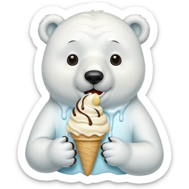 polarbear eating ice cream  sticker