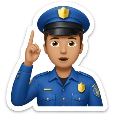 police officer front view blowing a whistle hand raised to signal stop sticker
