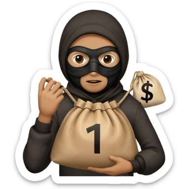 Un voleur avec un sac écrit 1 $ sticker