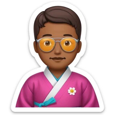 korean hanbok with ancient mayan man with sunglasses sticker