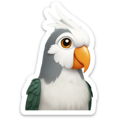 Grey Cockatiel orange cheeks with Dark Green Tail sticker