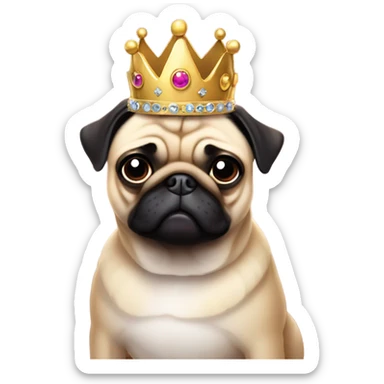 Pug with a princess crown sticker