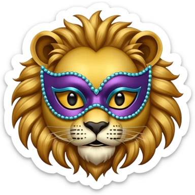 lion with glamorous masquerade mask sticker